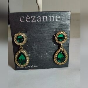 Cezanne Emerald Green and Gold Drop Earrings